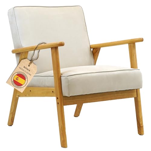 HOME DESIGN & CONFORT Sessel Roma schmutzabweisend im nordischen Stil, Wohnzimmersessel, Massivholz, Schlafsessel (beige/natur) von HOME DESIGN & CONFORT