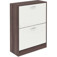 Home Discount - 2 Schubladen Schuhschrank Flur Aufbewahrung Schrank Stehschrank, Walnuss-Weiß von HOME DISCOUNT