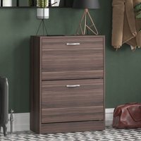 2-Schubladen-Schuhschrank Flur Aufbewahrungsschrank Stand, Walnuss von HOME DISCOUNT