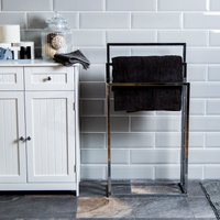 3-stöckiger Handtuchständer aus Stahl für das Badezimmer, quadratisch von HOME DISCOUNT