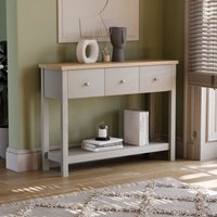 Arlington 3 Drawer Console Table With Shelf Side End Hallway Table, Grey von HOME DISCOUNT