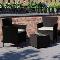 Home Discount - Bali Rattan Gartenmöbel 2 Sitzer Bistro Set Outdoor Tisch Stühle, Braun von HOME DISCOUNT