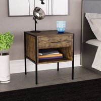 Brooklyn 1 Drawer Bedside Cabinet Chest of Drawers Table Bedroom Furniture Storage, Dark Wood von HOME DISCOUNT