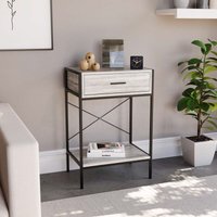 Brooklyn Konsolentisch mit 1 Schublade – Flur- & Wohnzimmerregal mit Eisenbeinen, Grau von HOME DISCOUNT