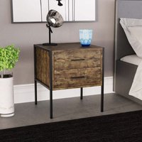 Brooklyn 2 Drawer Bedside Cabinet Chest of Drawers Table Bedroom Furniture Storage, Dark Wood von HOME DISCOUNT