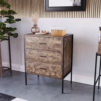 Brooklyn 3 Schubladen Kommode Nachttisch Holz Schlafzimmer Möbel Lagerung, Dunkles Holz von HOME DISCOUNT