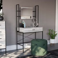 Brooklyn Industrial Dressing Table 1 Drawer Makeup Desk Vanity Set Bedroom Furniture, Grey von HOME DISCOUNT
