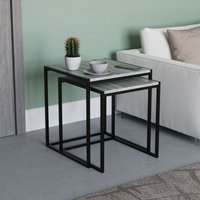 Brooklyn Nest of Table Set of 2 Coffee Side End Unit Wood Living Room Furniture, Grey von HOME DISCOUNT