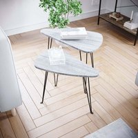 Home Discount - Brooklyn Ovales Nest Beistelltische Set 2er, mdf, Grau von HOME DISCOUNT