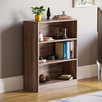 Home Discount - Cambridge Bücherregal mit 3 Ebenen, Niedrig, Aufbewahrungseinheit mit Regalböden, Walnuss von HOME DISCOUNT