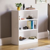 Home Discount - Cambridge 3-stöckiges niedriges Bücherregal Lagereinheit, Weiß von HOME DISCOUNT