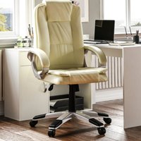 Charlton Office Chair Faux Leather Adjustable Ergonomic Executive Computer Desk Chair Swivel Seat, Cream von HOME DISCOUNT