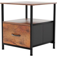 Home Discount - Chorley Kommode mit 1 Schublade aus Stoff mit Metallrahmen für Schlafzimmer & Wohnzimmer, Rustikal-Braun von HOME DISCOUNT