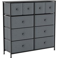 Chorley Kommode mit 10 Schubladen aus Stoff mit Metallrahmen für Schlafzimmer & Wohnzimmer, Grau-Schwarz von HOME DISCOUNT