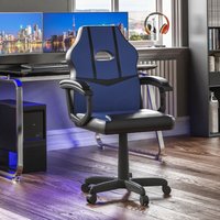 Comet Gaming Chair Bürostuhl Kunstleder Computertisch Recliner Drehsitz, Blau & Schwarz von HOME DISCOUNT