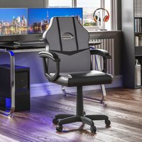 Comet Gaming Chair Bürostuhl Kunstleder Computertisch Recliner Drehsitz, Grau & Schwarz von HOME DISCOUNT