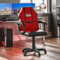 Comet Gaming Chair Bürostuhl Kunstleder Computertisch Recliner Drehsitz, Rot & Schwarz von HOME DISCOUNT