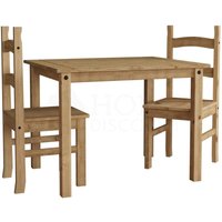 Home Discount - Corona 2-Sitzer Essgruppe Tisch & 2 Stühle Massives Kiefernholz von HOME DISCOUNT