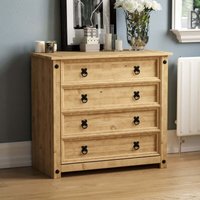 Home Discount - Corona Kommode mit 4 Schubladen aus rustikaler massiver Kiefer, Schlafzimmermöbel von HOME DISCOUNT