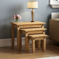 Home Discount - Corona Nest of Tables Set of 3 Solid Pine Coffee Side End Table von HOME DISCOUNT