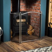 Home Discount - Denton 3 Panel Fire Guard Fireplace Screen Fence, Pewter von HOME DISCOUNT