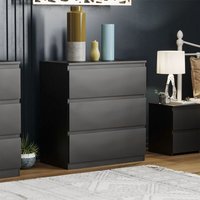 Denver 3 Schubladen Kommode Schlafzimmer Aufbewahrungsmöbel, Schwarz von HOME DISCOUNT