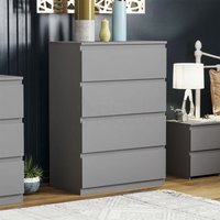 Home Discount - Denver 4 Schubladen Kommode Schlafzimmer Aufbewahrungsmöbel, Grau von HOME DISCOUNT