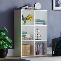 Home Discount - Durham 6 Cube Bücherregal Regal aus Holz Display Storage Rack frei stehendes Regal Einheit, weiß-0-Körbe von HOME DISCOUNT