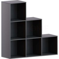 Durham 6 Würfel Bücherregal Treppenregal Holz Display Lagerregal Stehendes Regal, Schwarz-ohne-Körbe von HOME DISCOUNT