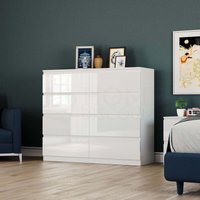 Glinton Kommode mit 8 Schubladen, Hochglanz, Schlafzimmer-Aufbewahrungsmöbel, 100 % FSC, Weiß Glinton Kommode mit 8 Schubladen, Hochglanz, Schlafzimmer-Aufbewahrungsmöbel, 100 % FSC, Weiß von HOME DISCOUNT