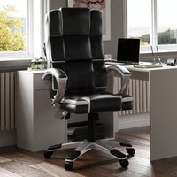Henderson Office Chair Faux Leather Adjustable Ergonomic Executive Computer Desk Chair Swivel Seat, Black & White von HOME DISCOUNT