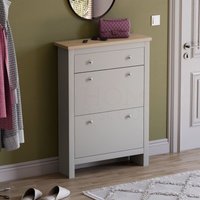 Arlington Shoe Cabinet 1 Drawer 2 Door Hallway Storage Cupboard Stand, Grey von HOME DISCOUNT