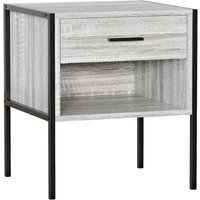 Home Discount - Brooklyn Nachtschrank mit 1 Schublade, Kommode, Schlafzimmermöbel, Grau von HOME DISCOUNT