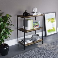 Brooklyn 3 Tier Bookcase Wooden Shelving Storage Display Shelves Wood Unit Stand, Dark Wood von HOME DISCOUNT