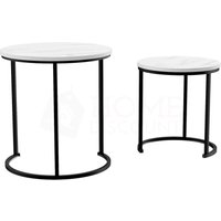Home Discount - Brooklyn Rundes Nest Beistelltische Set 2er, mdf, Marmor-Optik von HOME DISCOUNT