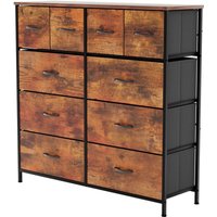 Chorley Kommode mit 10 Schubladen aus Stoff mit Metallrahmen für Schlafzimmer & Wohnzimmer, Rustikal-Brau von HOME DISCOUNT