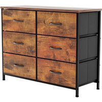 Home Discount - Chorley Kommode mit 6 Schubladen aus Stoff mit Metallrahmen für Schlafzimmer & Wohnzimmer, Rustikal-Braun von HOME DISCOUNT