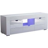 Home Discount - Eclipse led TV-Schrank mit 2 Türen und 1 Schublade, modern, Hochglanz, Weiß von HOME DISCOUNT