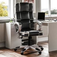 Home Discount - Henderson Bürostuhl Kunstleder Verstellbarer ergonomischer Chefsessel mit Drehsitz, schwarz-weiß von HOME DISCOUNT