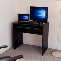 Huby Computertisch Kompakt PC-Arbeitsplatz Regale Aufbewahrung Home Office Tisch, Schwarz von HOME DISCOUNT