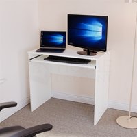 Huby Computertisch Kompakt PC-Arbeitsplatz Regale Aufbewahrung Home Office Tisch, Weiß von HOME DISCOUNT