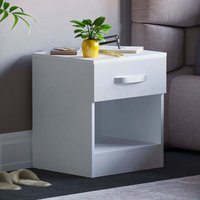 Home Discount - Hulio Nachttisch mit 1 Schublade, Hochglanz, Nachtschrank, Schlafzimmermöbel, Weiß Home Discount - Hulio Nachttisch mit 1 Schublade, Hochglanz, Nachtschrank, Schlafzimmermöbel, Weiß von HOME DISCOUNT