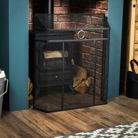 Home Discount - Octon Fire Guard Fireplace 28 Inch Screen Fence, Schwarz & Chrom von HOME DISCOUNT