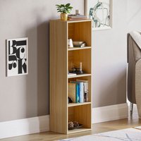 Oxford Würfel-Bücherregal mit 4 Ebenen, Eiche, Aufbewahrungseinheit mit Regalböden von HOME DISCOUNT