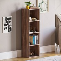 Oxford Würfel-Bücherregal mit 4 Ebenen, Walnuss, Aufbewahrungseinheit mit Regalböden von HOME DISCOUNT