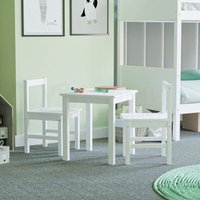 Pisces Kids Tisch & Stuhl Massivholz Kiefer Kinder Aktivität Schreibtisch, Weiß von HOME DISCOUNT