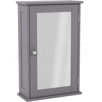 Home Discount - Priano 1 Tür Badezimmer Schrank Mit Spiegel Wandhängend, Grau von HOME DISCOUNT