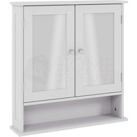 Home Discount - Priano 2 Tür Badezimmer Schrank Mit Regal, Spiegel Wandhängend, Weiß von HOME DISCOUNT