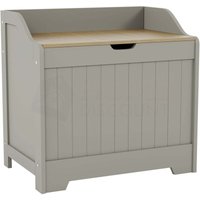 Home Discount - Priano Wäschetruhe, Badezimmerschrank mit Wäschekorb und Handtuchaufbewahrung, Grau-Eiche Home Discount - Priano Wäschetruhe, Badezimmerschrank mit Wäschekorb und Handtuchaufbewahrung, Grau-Eiche von HOME DISCOUNT