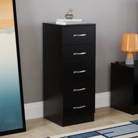 Riano 5 Schublade schmale Kommode hohe Lagerung Einheit Schlafzimmer Möbel Schrank, schwarz von HOME DISCOUNT